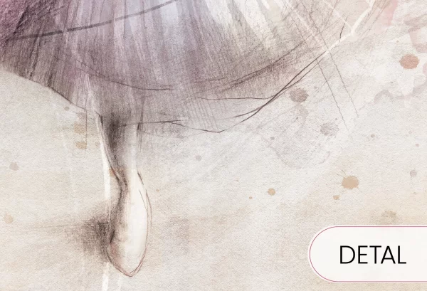 BALLET - lila - tapeta z baletnicą do pokoju dziewczęcego - detal