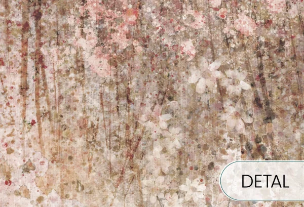 DAISY UP - tea - tapeta w kwiaty polne do salonu lub sypialni - detal