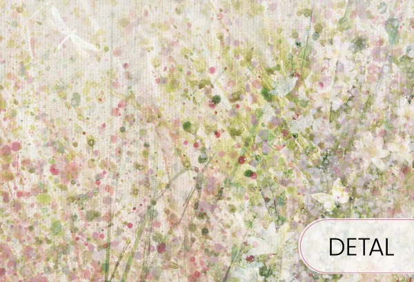 DAISY - green - tapeta w drobne kwiaty dla nastolatki - detal