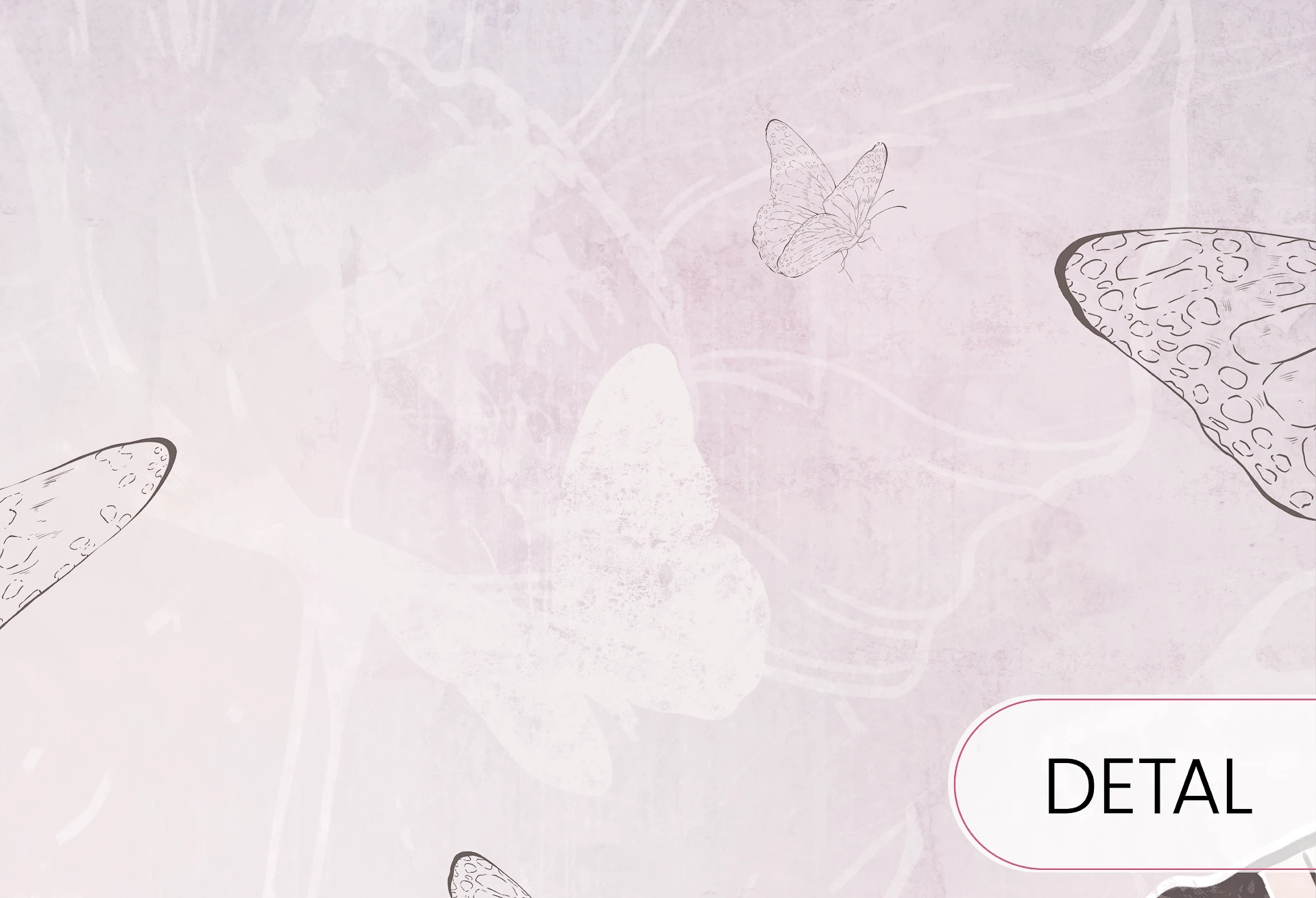 FLORA KIDS - purple - tapeta w motyle i kwiaty do pokoju dziewczęcego