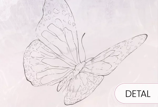 FLORA KIDS - purple - tapeta w motyle i kwiaty do pokoju dziewczęcego - detal