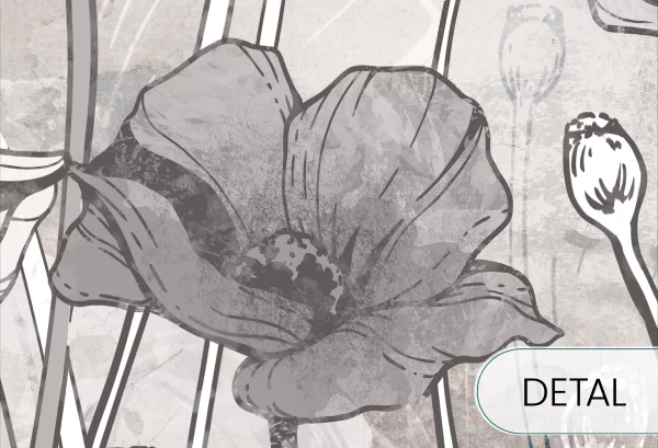 FLORA - warm grey - tapeta z motywem natury do salonu lub sypialni - detal