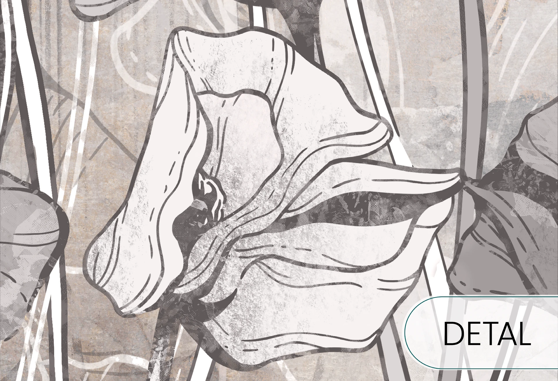 FLORA - warm grey - tapeta z motywem natury do salonu lub sypialni