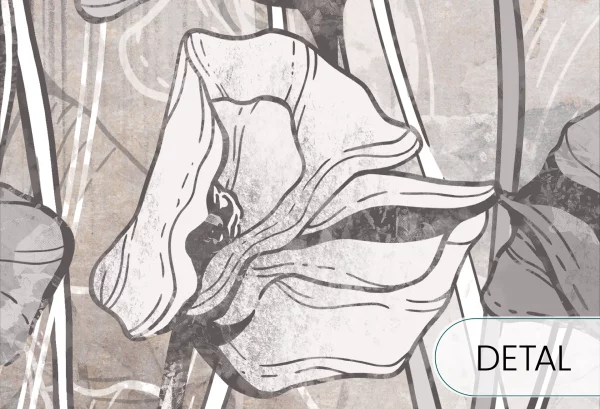 FLORA - warm grey - tapeta z motywem natury do salonu lub sypialni - detal