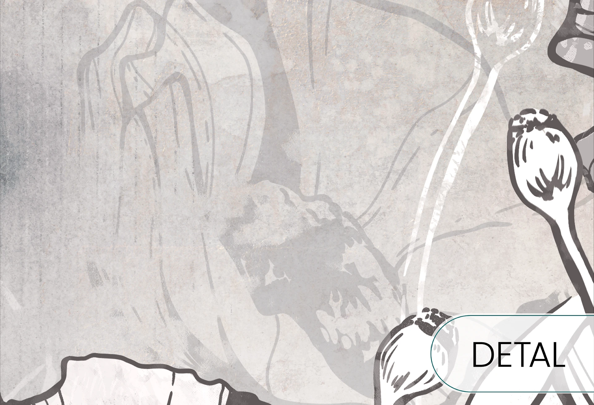 FLORA - warm grey - tapeta z motywem natury do salonu lub sypialni