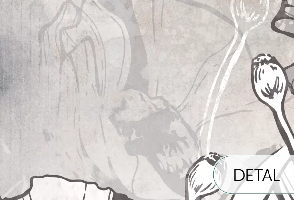 FLORA - warm grey - tapeta z motywem natury do salonu lub sypialni - detal