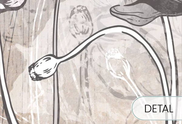 FLORA - warm grey - tapeta z motywem natury do salonu lub sypialni - detal