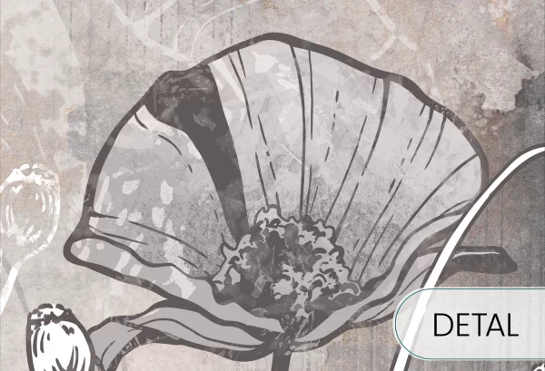 FLORA - warm grey - tapeta z motywem natury do salonu lub sypialni - detal