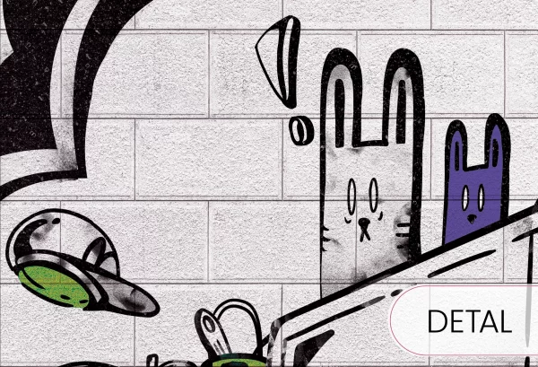 GRAFFITI - green - tapeta z motywem graffiti do pokoju nastolatka - detal