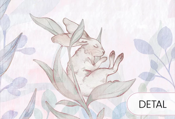 FLOWER BUNNIES - bubblegum - tapeta dla dziewczynki z króliczkami - detal