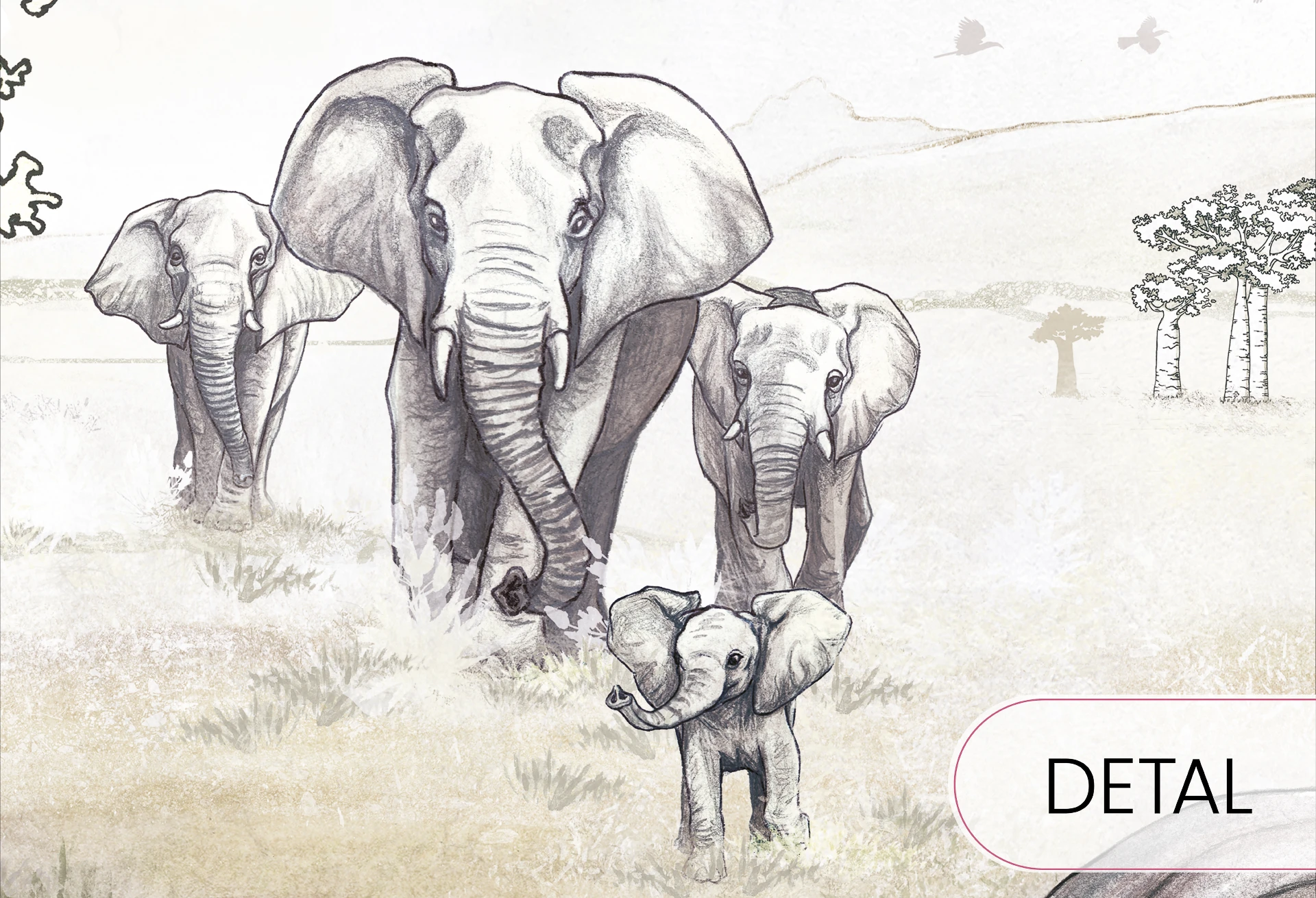 SAWANNA - vivid- Tapeta dziecięca z motywem sawanny