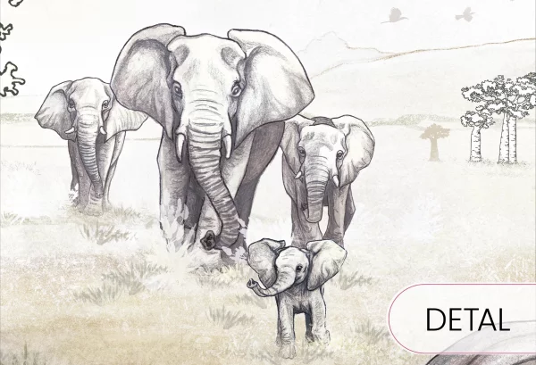 SAWANNA - vivid- Tapeta dziecięca z motywem sawanny - detal