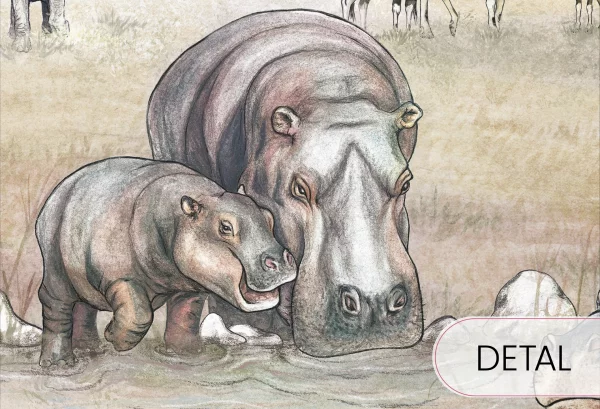 SAWANNA - vivid- Tapeta dziecięca z motywem sawanny - detal