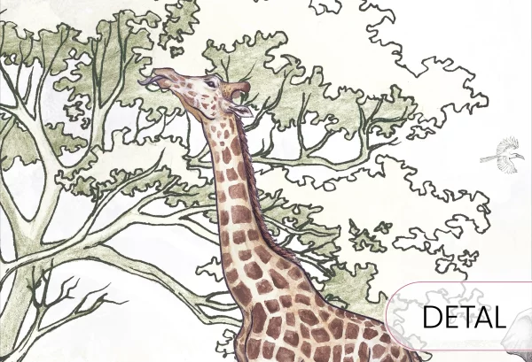 SAWANNA - vivid- Tapeta dziecięca z motywem sawanny - detal