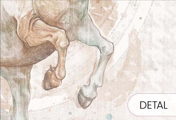 GALOP - mint- tapeta z galopującym koniem - detal