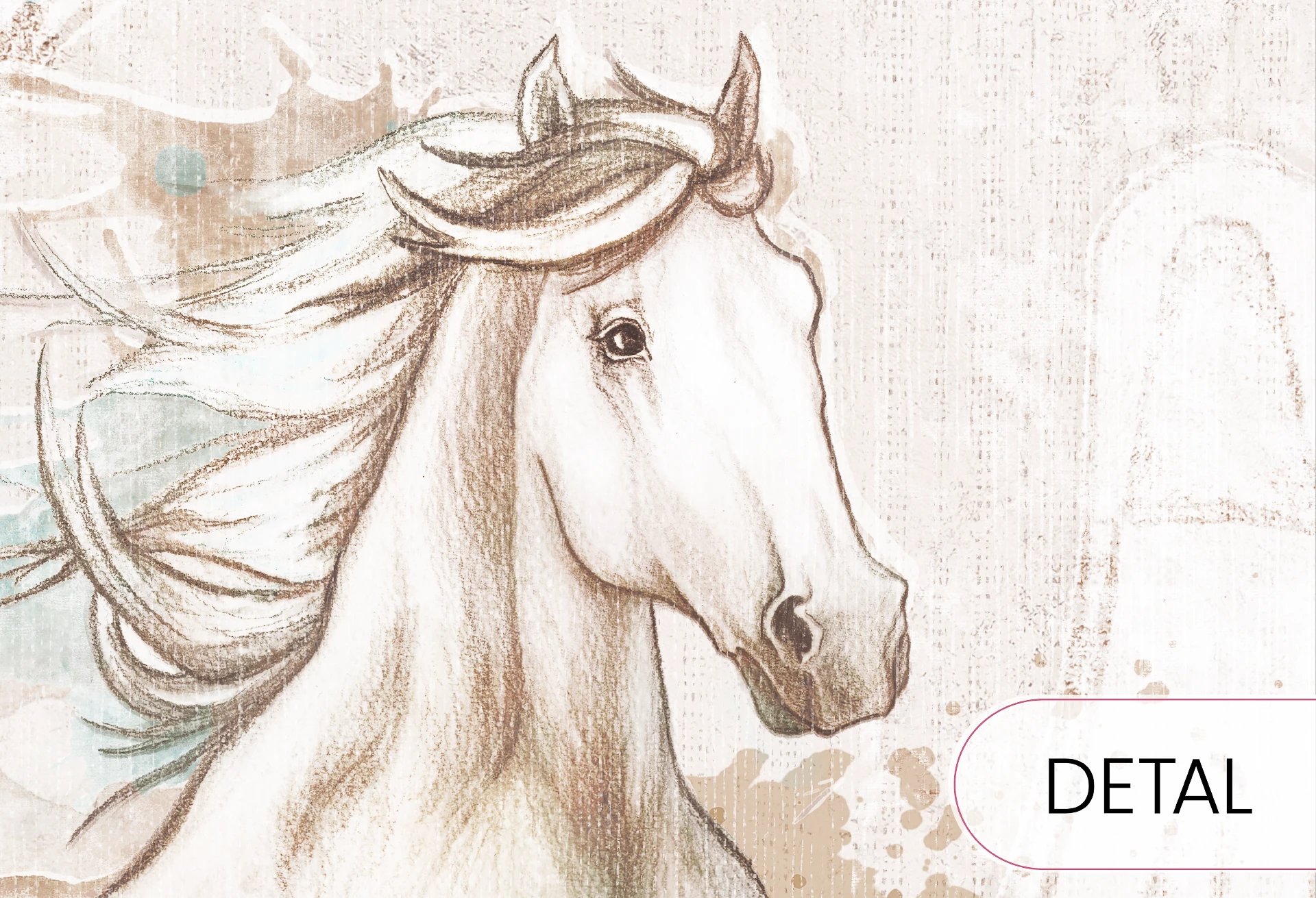 GALOP - mint- tapeta z galopującym koniem