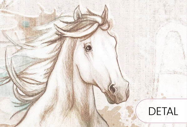 GALOP - mint- tapeta z galopującym koniem - detal