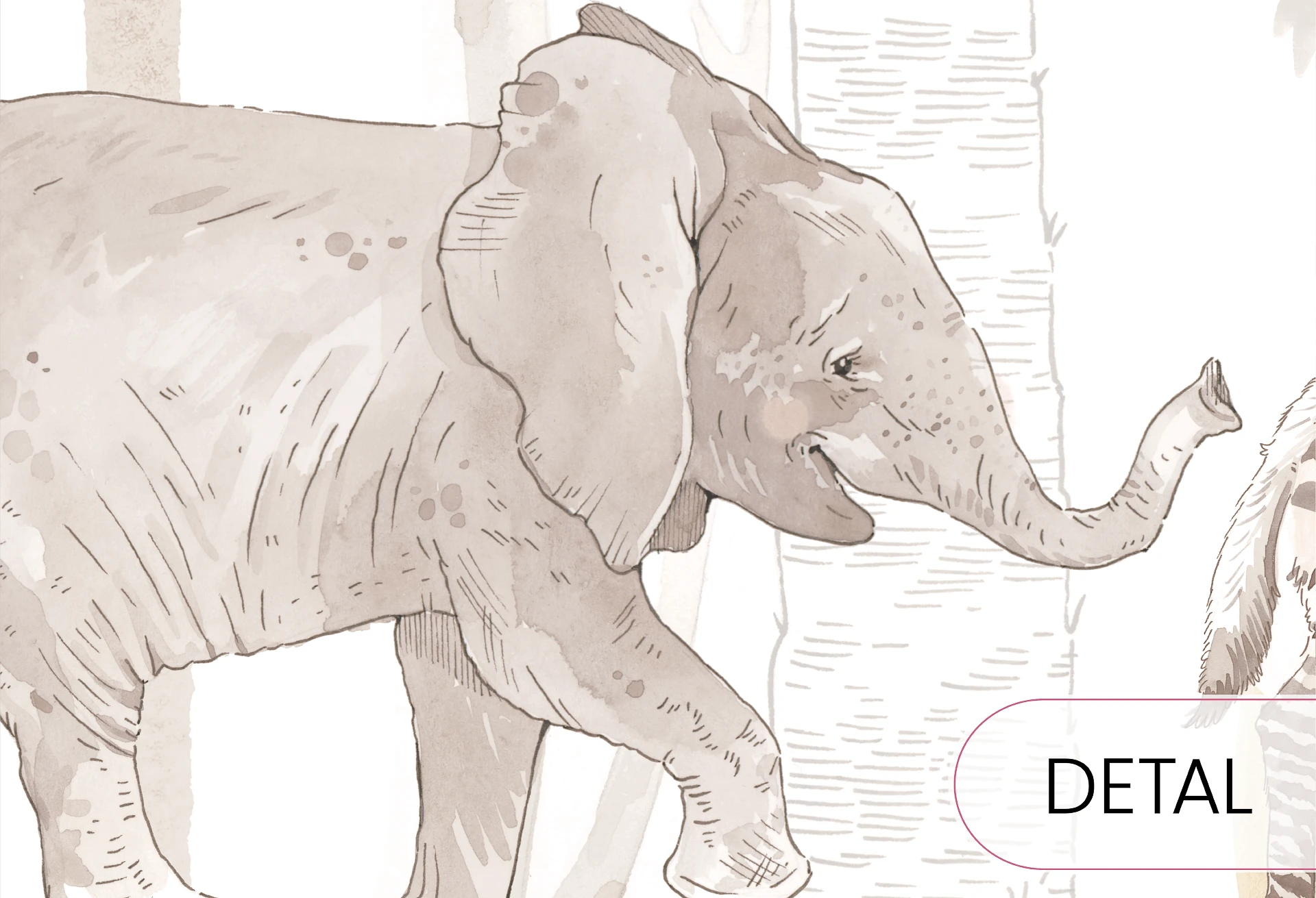 SAFARI - ANIMALS - sepia - tapeta do pokoju dziecięcego w afrykańskie zwierzęta