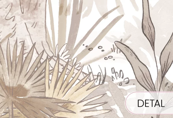 SAFARI - ANIMALS - sepia - tapeta do pokoju dziecięcego w afrykańskie zwierzęta - detal