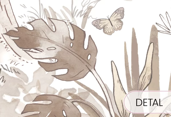 SAFARI - ANIMALS - sepia - tapeta do pokoju dziecięcego w afrykańskie zwierzęta - detal