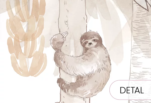 SAFARI - ANIMALS - sepia - tapeta do pokoju dziecięcego w afrykańskie zwierzęta - detal