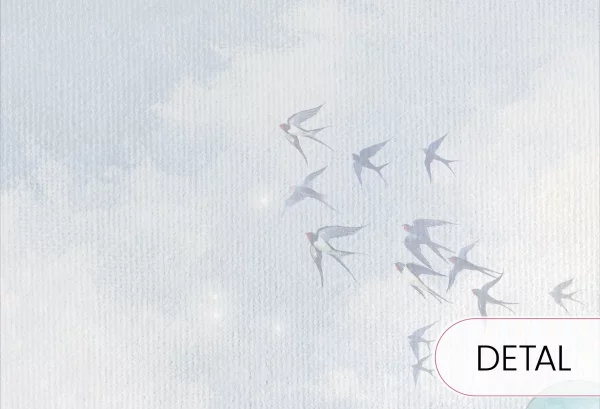 BALLOONS - rainbow - tapeta dla maluszka z balonami w chmurach - detal