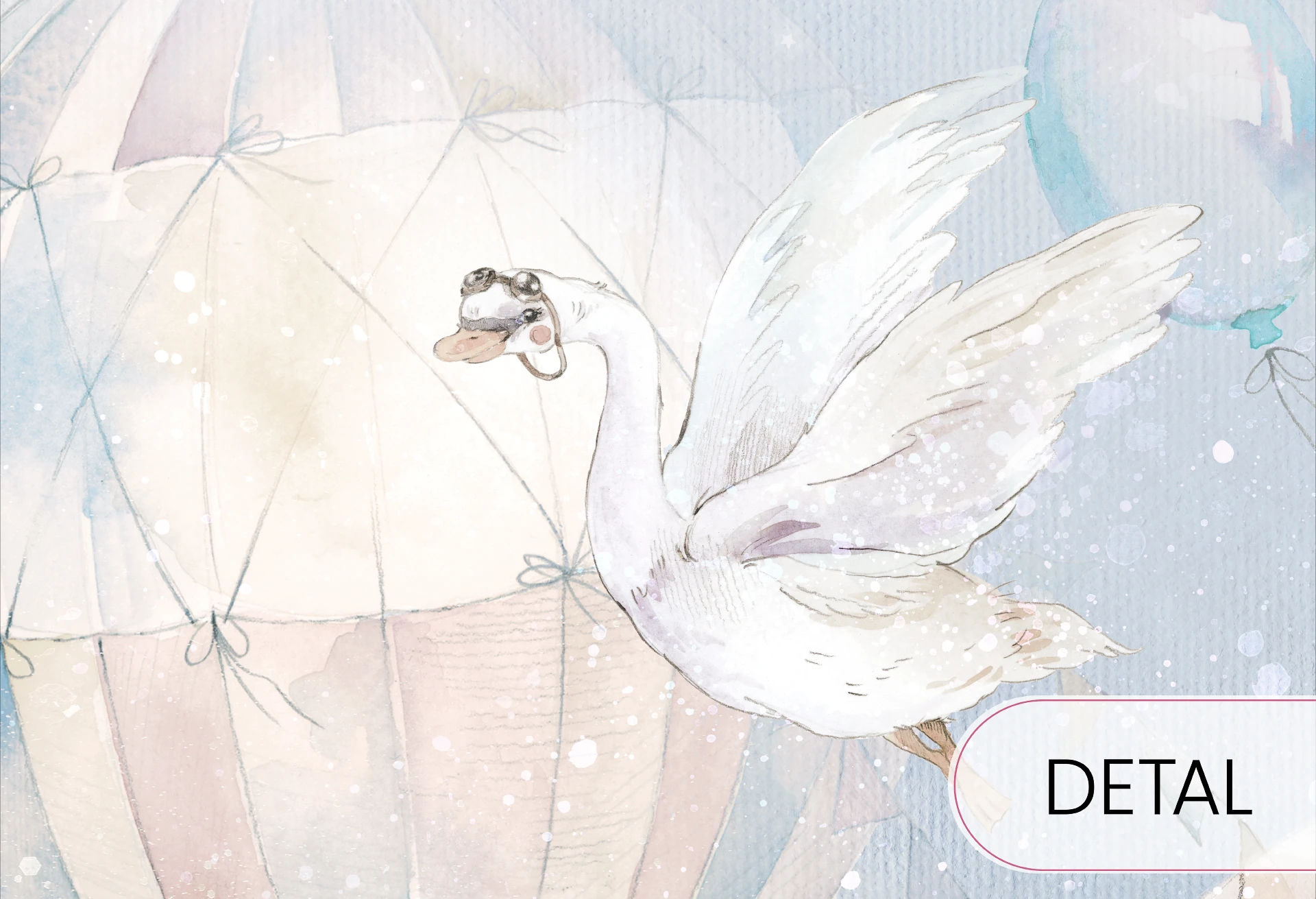 BALLOONS - rainbow - tapeta dla maluszka z balonami w chmurach