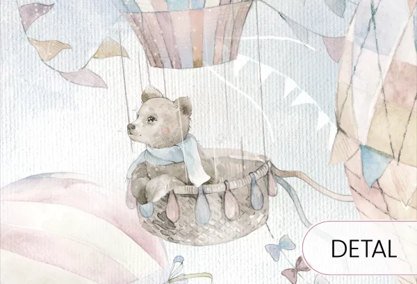 BALLOONS - rainbow - tapeta dla maluszka z balonami w chmurach - detal