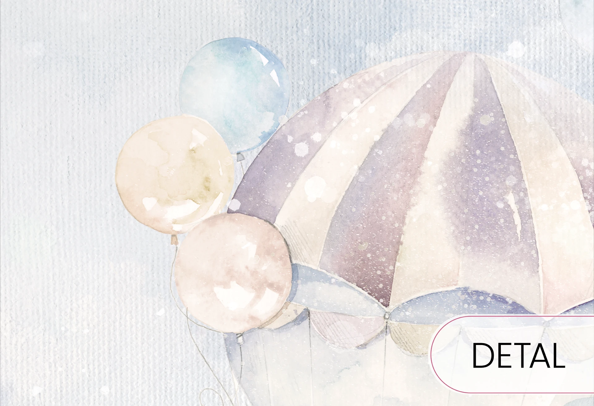 BALLOONS - rainbow - tapeta dla maluszka z balonami w chmurach