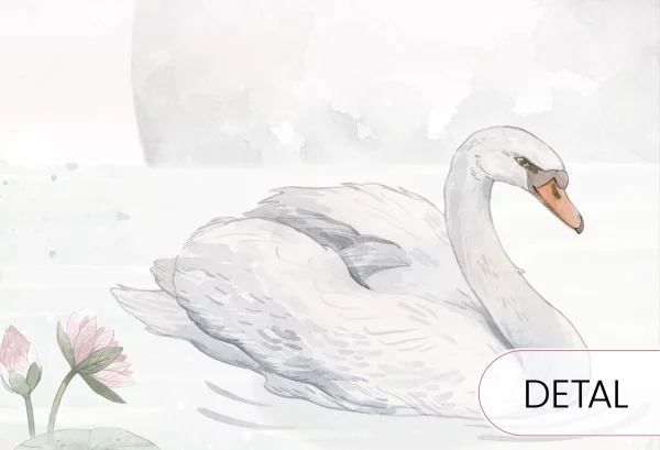 SWAN LAKE - rainbow - tapeta z jeziorem i łabędziami do pokoju dziecięcego - detal