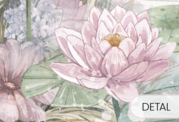 SWAN LAKE - rainbow - tapeta z jeziorem i łabędziami do pokoju dziecięcego - detal