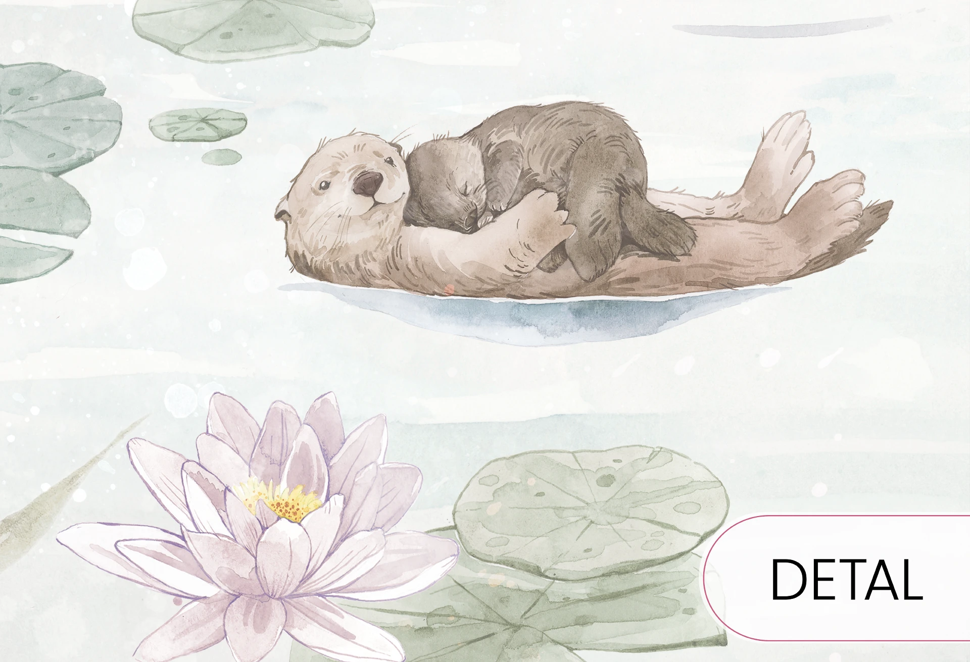 SWAN LAKE - rainbow - tapeta z jeziorem i łabędziami do pokoju dziecięcego