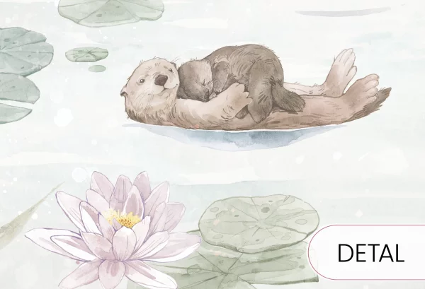 SWAN LAKE - rainbow - tapeta z jeziorem i łabędziami do pokoju dziecięcego - detal