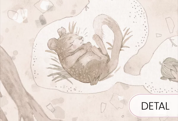 MINI ZOO - sepia - tapeta dla dziecka z leśnymi zwierzątkami - detal