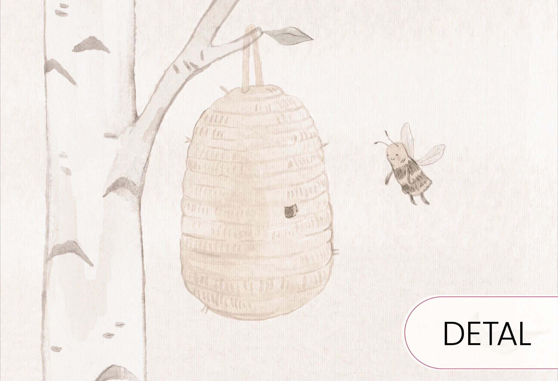 MINI ZOO - sepia - tapeta dla dziecka z leśnymi zwierzątkami