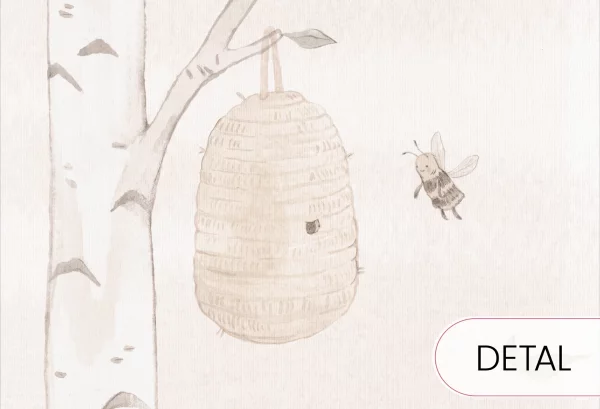 MINI ZOO - sepia - tapeta dla dziecka z leśnymi zwierzątkami - detal