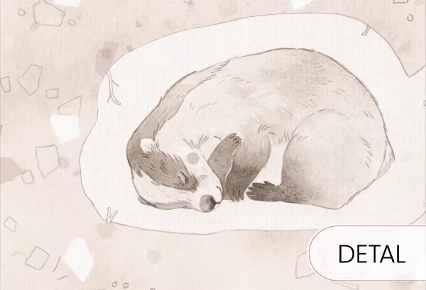 MINI ZOO - sepia - tapeta dla dziecka z leśnymi zwierzątkami - detal