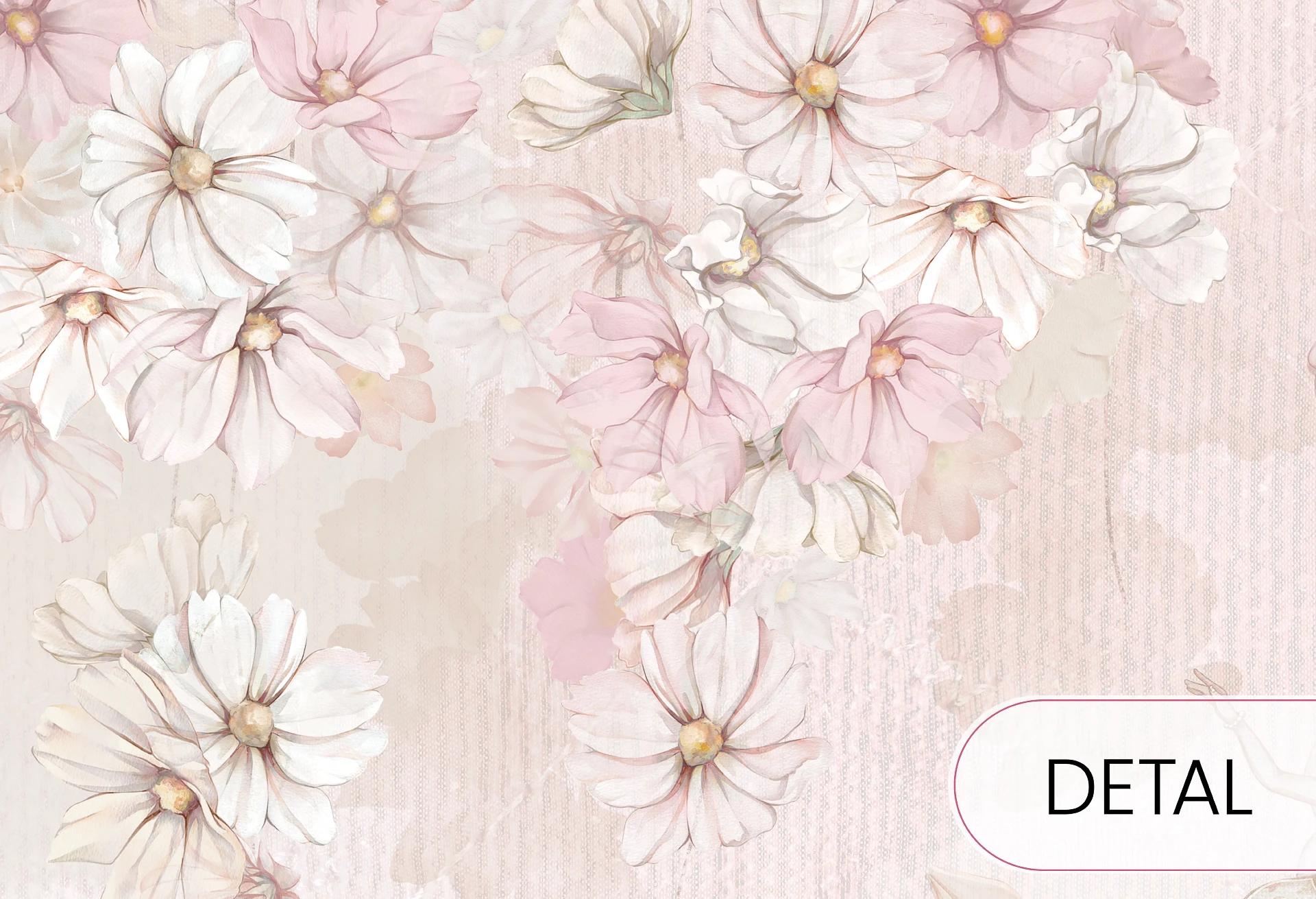 DAPHNE - rose - tapeta do pokoju dziewczynki z wróżkami wśród kwiatów