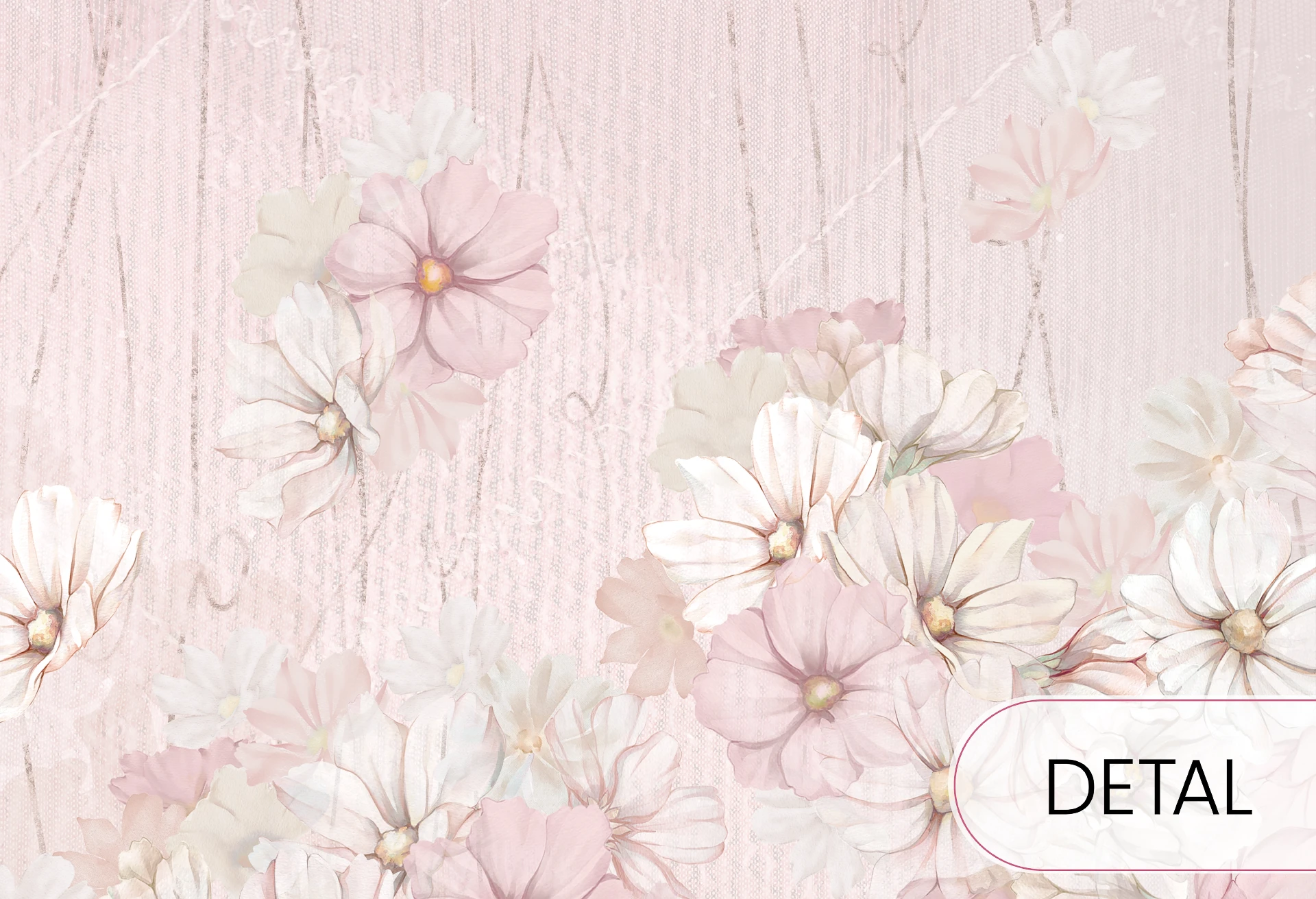 DAPHNE - rose - tapeta do pokoju dziewczynki z wróżkami wśród kwiatów