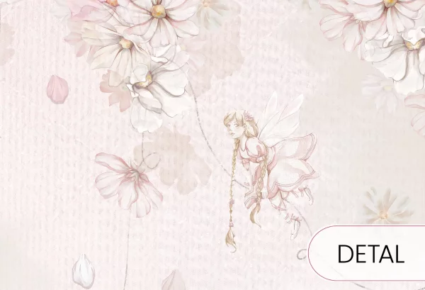 DAPHNE - rose - tapeta do pokoju dziewczynki z wróżkami wśród kwiatów - detal