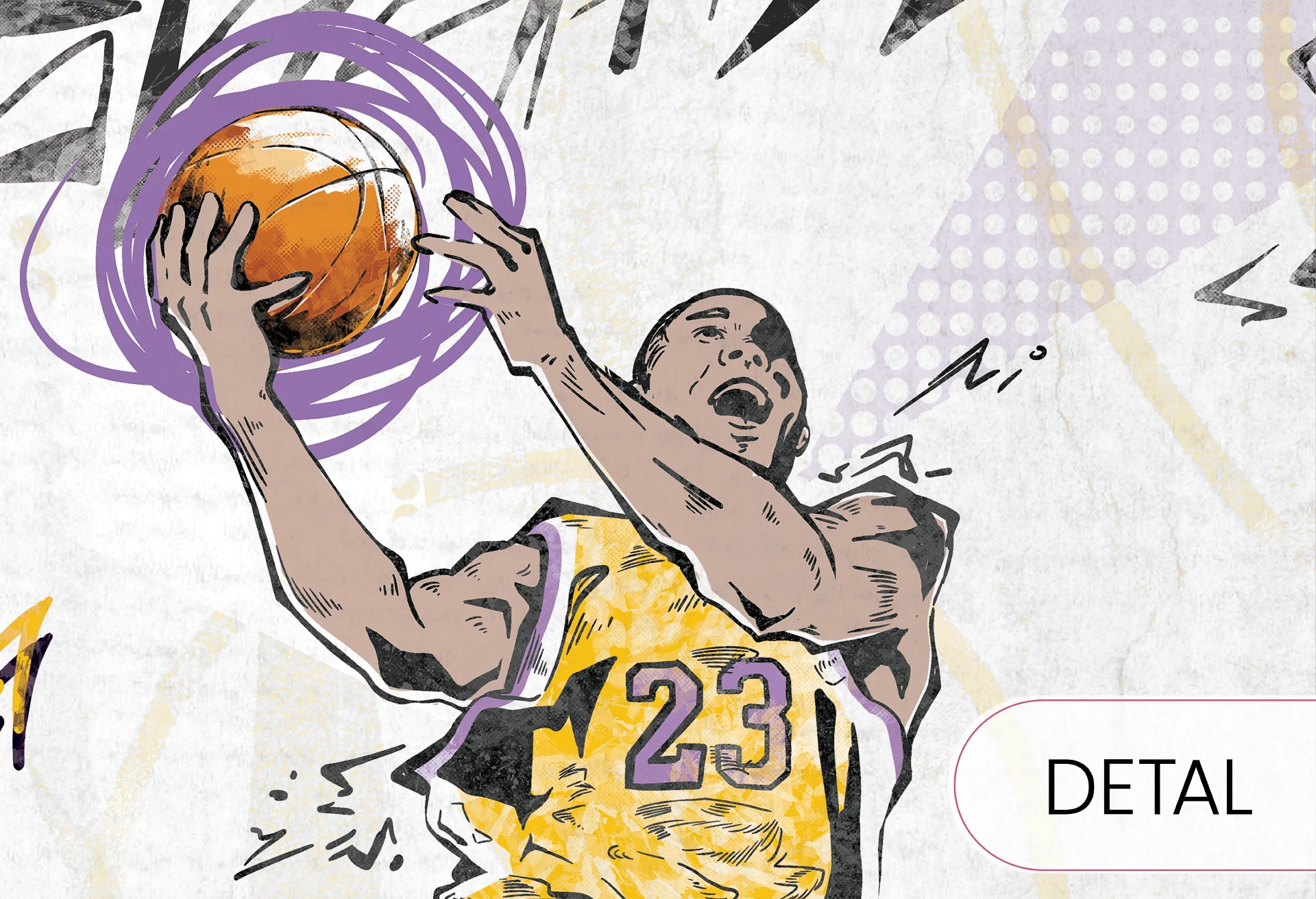 BASKETBALL - violet - sportowa tapeta do pokoju nastolatka