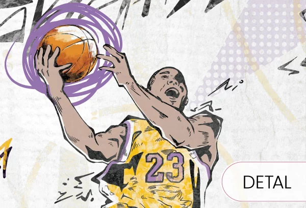 BASKETBALL - violet - sportowa tapeta do pokoju nastolatka - detal