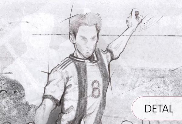 SOCCER - black and white - tapeta do pokoju chłopca z piłkarzem - detal