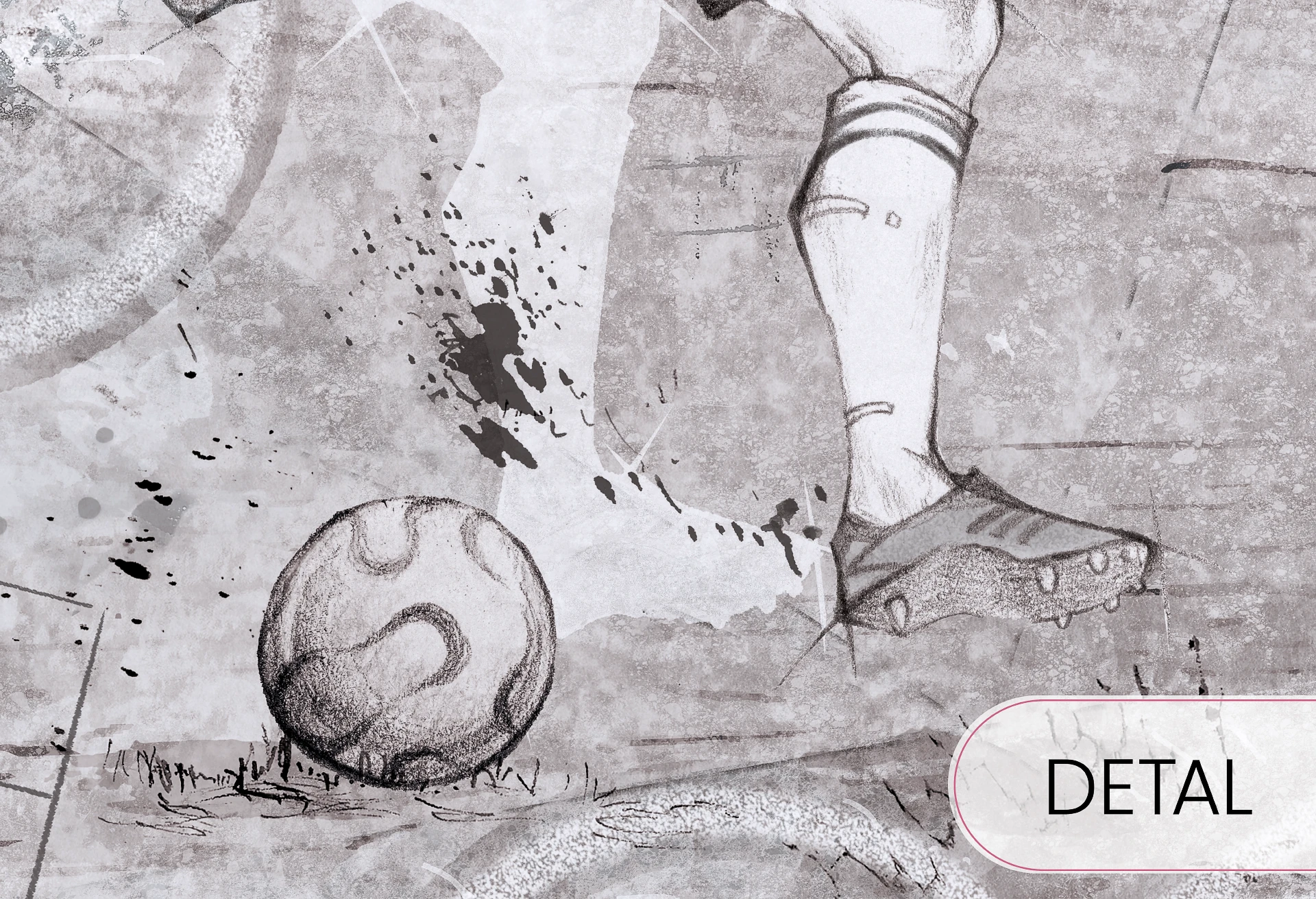 SOCCER - black and white - tapeta do pokoju chłopca z piłkarzem