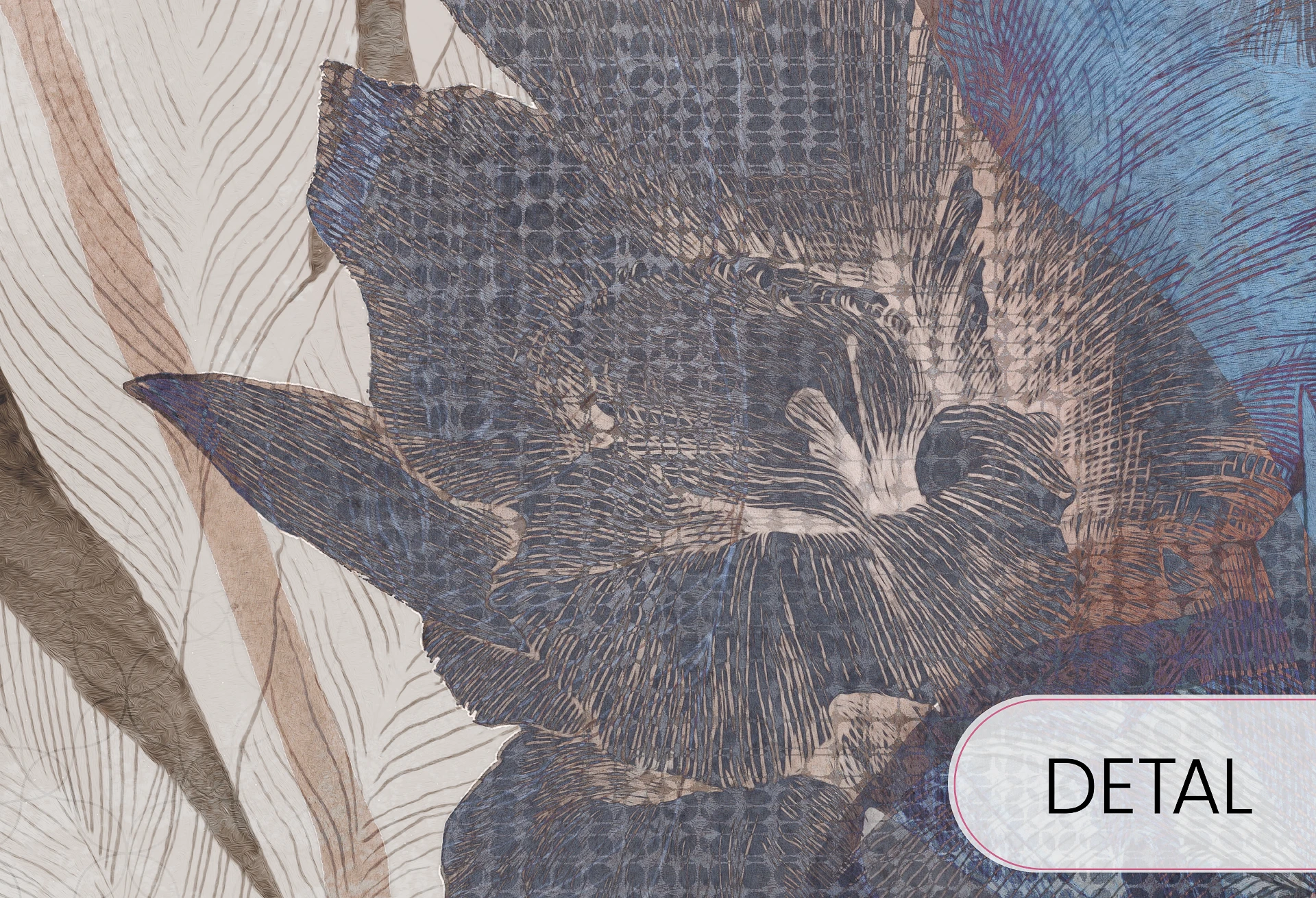 PRIMAVERA - sapphire - graficzna tapeta do odważnych wnętrz