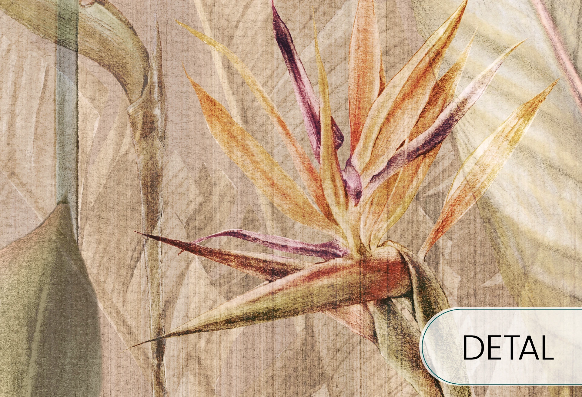 RIVIERA HERON - warm - tapeta z egzotycznymi roślinami w azjatyckim stylu