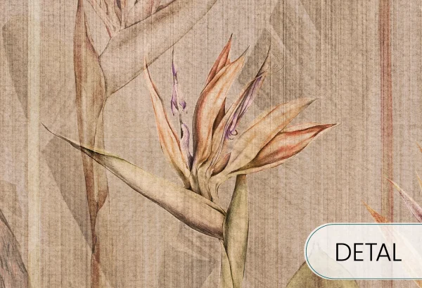 RIVIERA HERON - warm - tapeta z egzotycznymi roślinami w azjatyckim stylu - detal