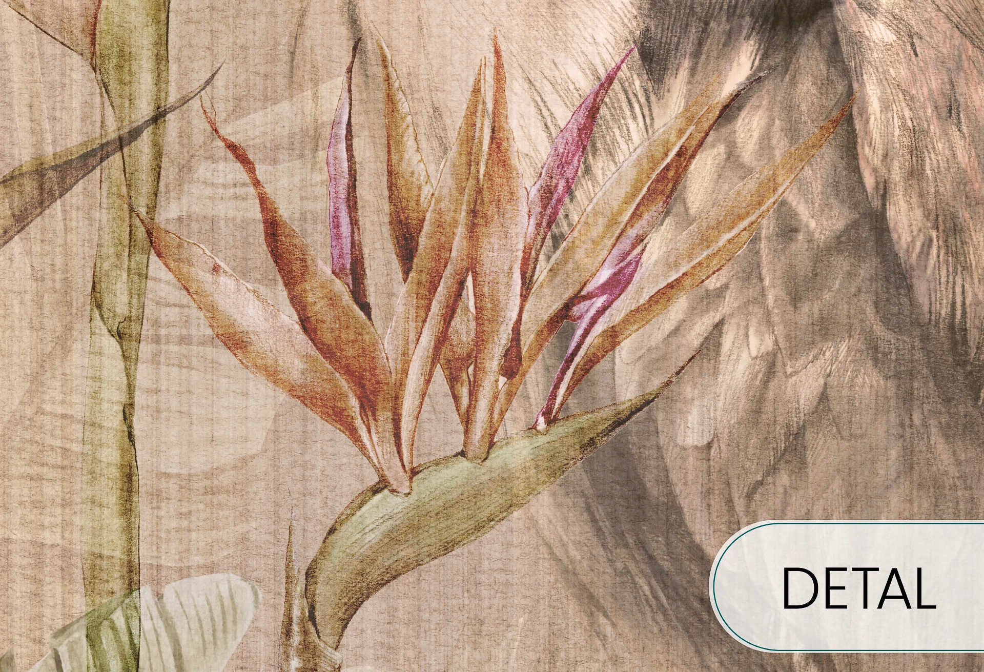 RIVIERA HERON - warm - tapeta z egzotycznymi roślinami w azjatyckim stylu