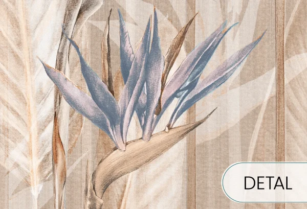 REGINA - blue latte - klimatyczna tapeta do sypialni z wysokimi roślinami - detal