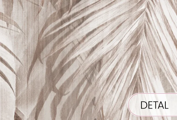 RIO - ash brown - tapeta do salonu z liśćmi palmy - detal